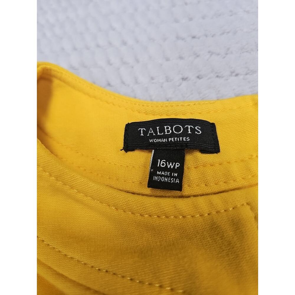 Talbots Dress Womens 16 Petite Yellow Short Sleeve Vcut Neckline - Picture 4 of 9